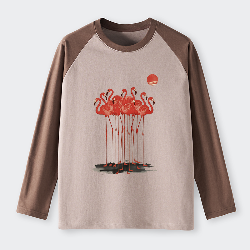 Tokyo-Tiger Flamingos at Dusk Raglan Long Sleeve T-shirt