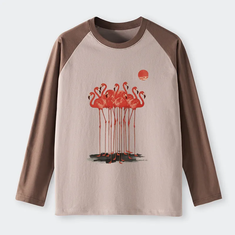 Tokyo-Tiger Flamingos at Dusk Raglan Long Sleeve T-shirt