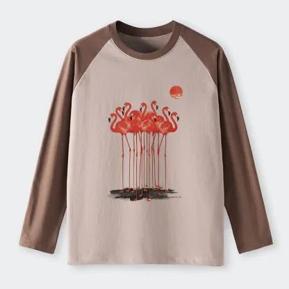 Tokyo-Tiger Flamingos at Dusk Raglan Long Sleeve T-shirt