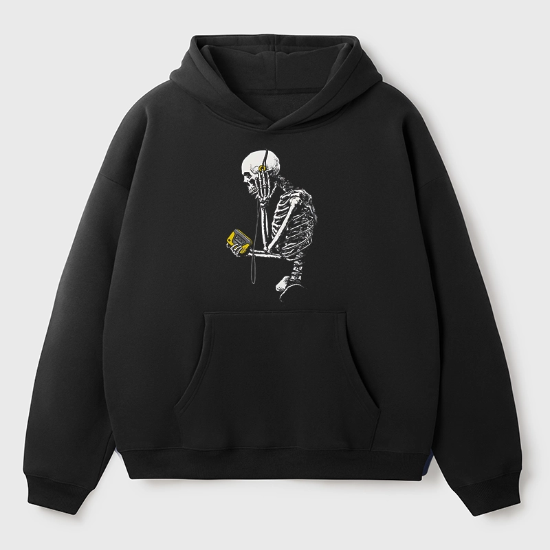 Tokyo-Tiger Skeleton Listening To Music Aldult Fleece Hoodie