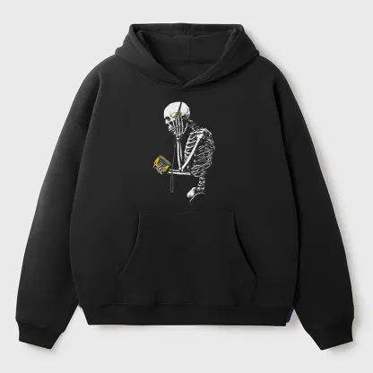 Tokyo-Tiger Skeleton Listening To Music Aldult Fleece Hoodie