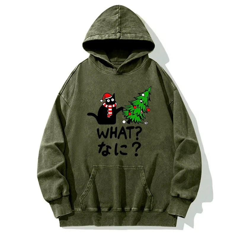 Tokyo-Tiger Naughty Cat Christmas Washed Hoodie