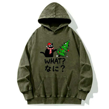 Tokyo-Tiger Naughty Cat Christmas Washed Hoodie