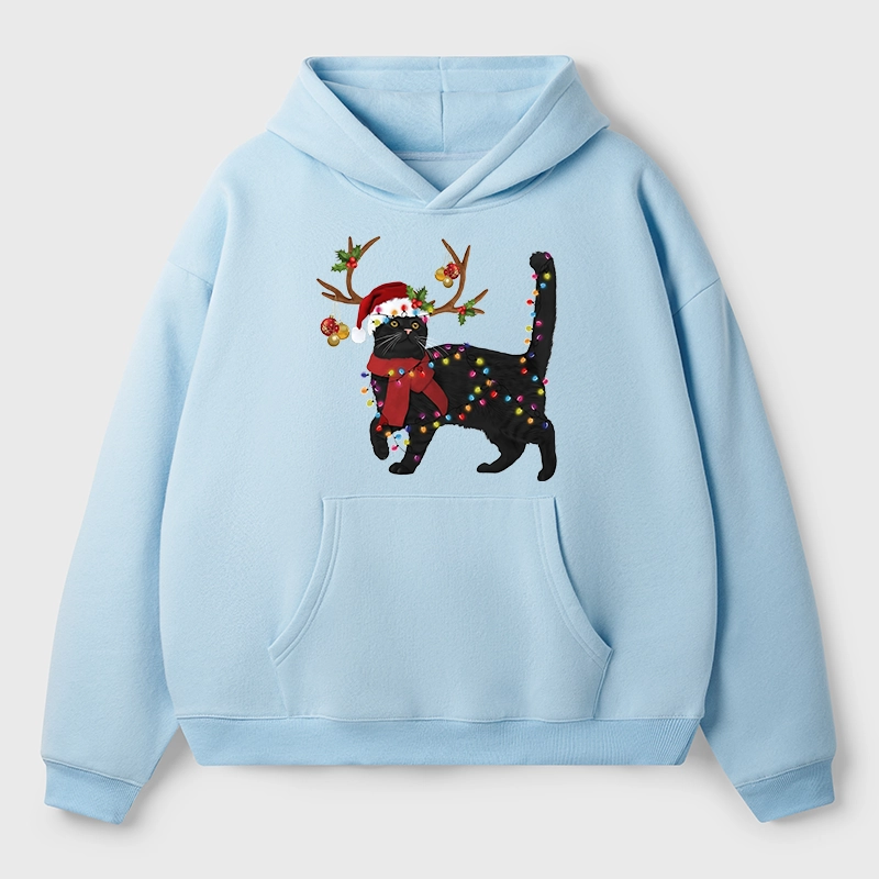 Tokyo-Tiger Christmas Black Cat Aldult Fleece Hoodie