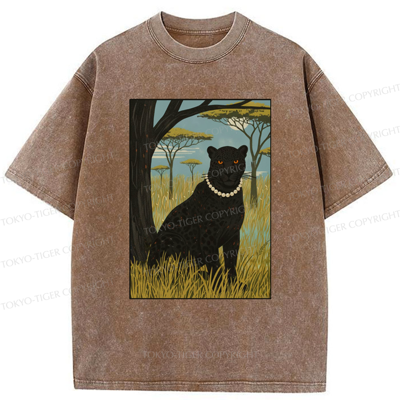 Tokyo-Tiger The Pearl Leopard Of The Savanna Washed T-Shirt