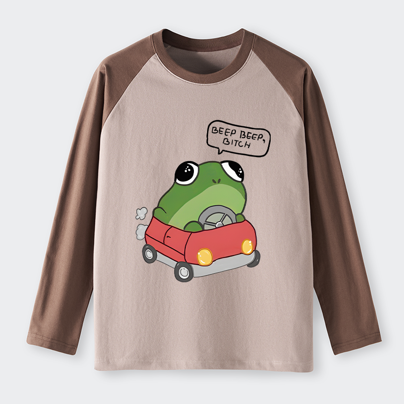 Tokyo-Tiger Frog Driving Raglan Long Sleeve T-shirt