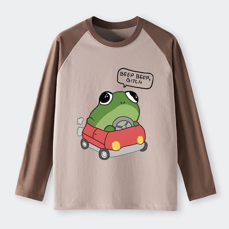 Tokyo-Tiger Frog Driving Raglan Long Sleeve T-shirt
