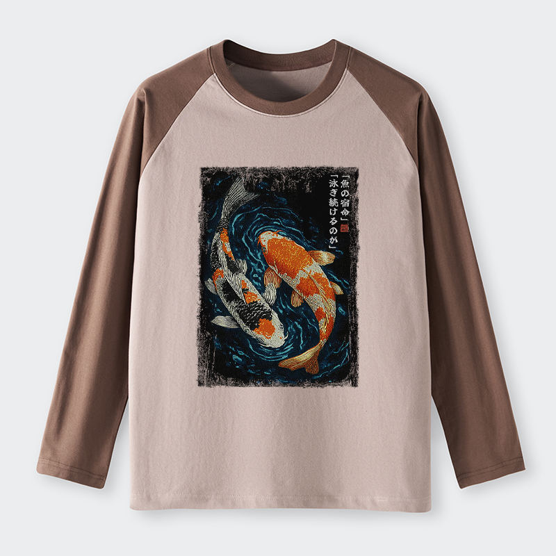 Tokyo-Tiger Eternal Currents: The Life Of A Fish Raglan Long Sleeve T-shirt