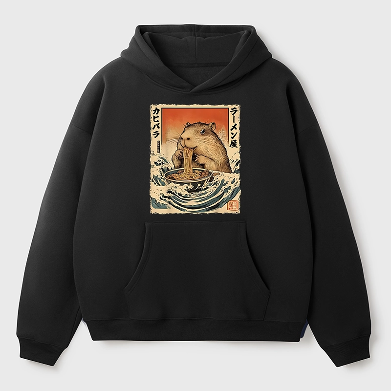 Tokyo-Tiger Hamster Eating Ramen Aldult Fleece Hoodie