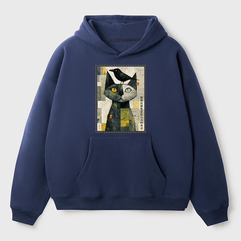 Tokyo-Tiger The Cat And The Crow Are Planning To Rule The World Aldult Fleece Hoodie