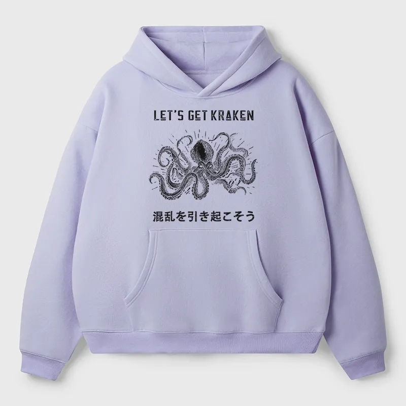 Tokyo-Tiger Funny Octopus：Let’s Get Kraken Aldult Fleece Hoodie