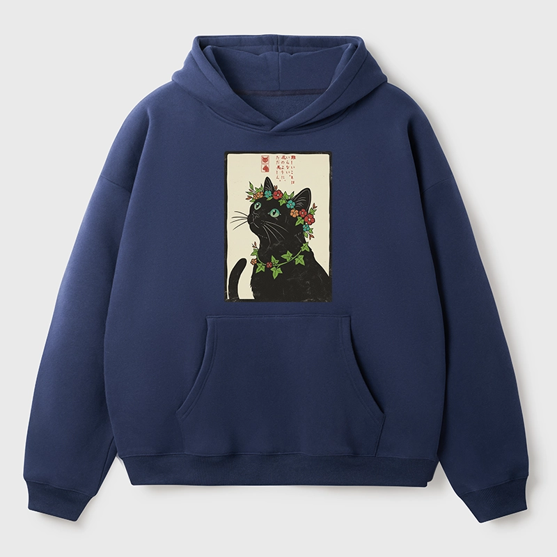 Tokyo-Tiger The Flower-Crowned Cat Aldult Fleece Hoodie