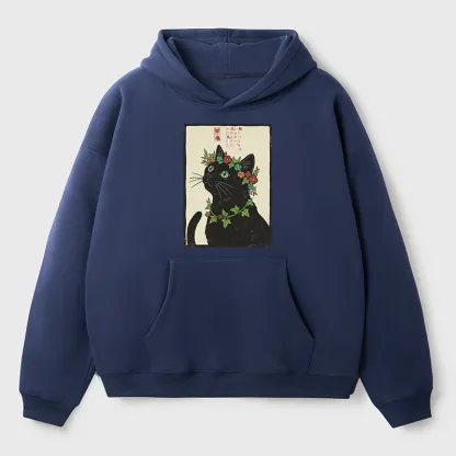 Tokyo-Tiger The Flower-Crowned Cat Aldult Fleece Hoodie
