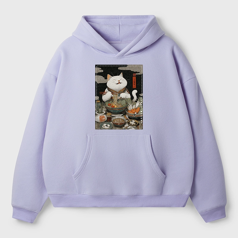 Tokyo-Tiger The Ramen-Loving Cat Aldult Fleece Hoodie