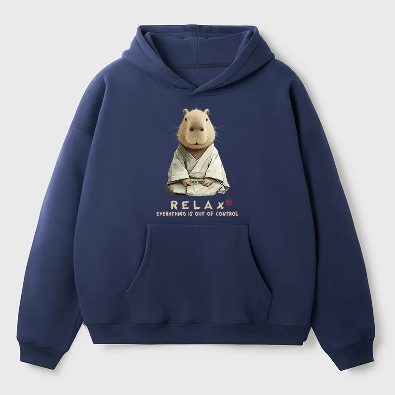 Tokyo-Tiger Zen Capybara：Relax, it's all chaos Aldult Fleece Hoodie