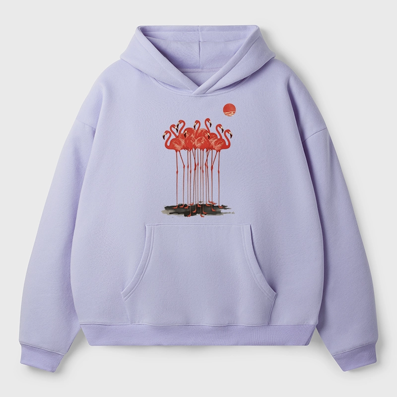 Tokyo-Tiger Flamingos at Dusk Aldult Fleece Hoodie