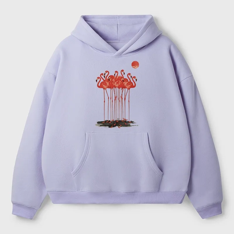 Tokyo-Tiger Flamingos at Dusk Aldult Fleece Hoodie