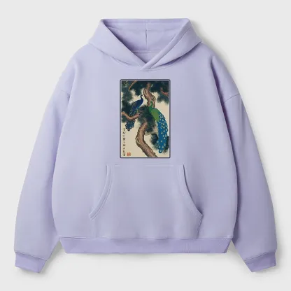 Tokyo-Tiger Peacocks in Snowy Pines Aldult Fleece Hoodie