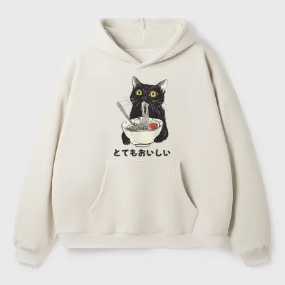Tokyo-Tiger Cats Eat Ramen Noodles Aldult Fleece Hoodie