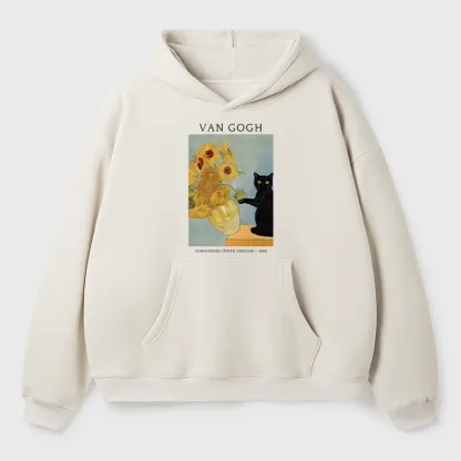 Tokyo-Tiger Black Cat With Sunflowers Aldult Fleece Hoodie