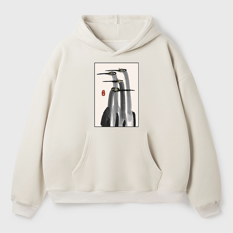 Tokyo-Tiger Japanese Crane Poster Aldult Fleece Hoodie