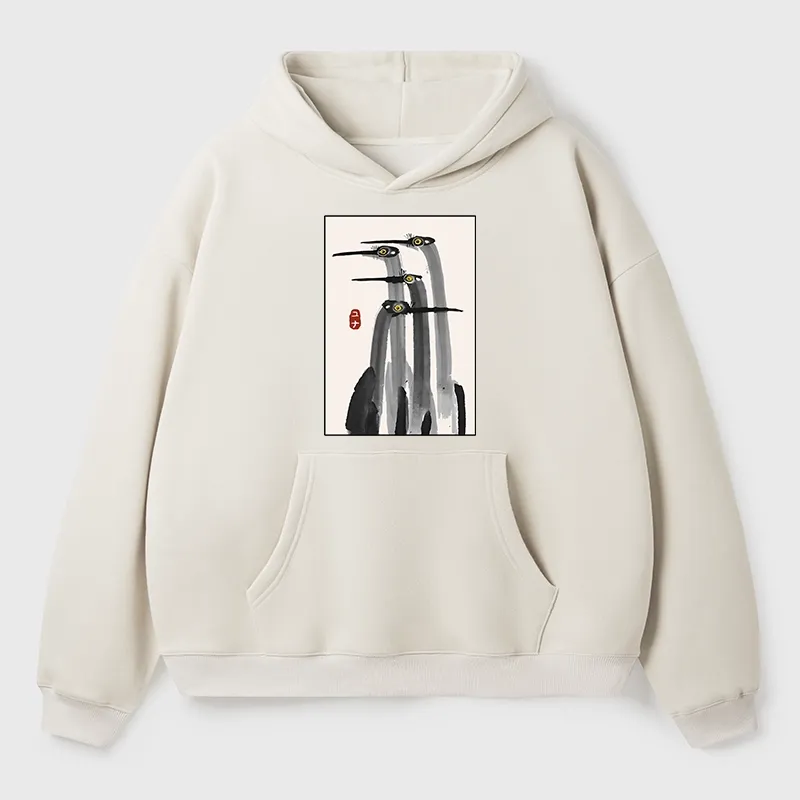Tokyo-Tiger Japanese Crane Poster Aldult Fleece Hoodie