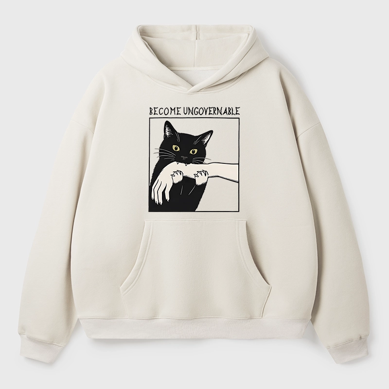Tokyo-Tiger Black Cat Biting Aldult Fleece Hoodie