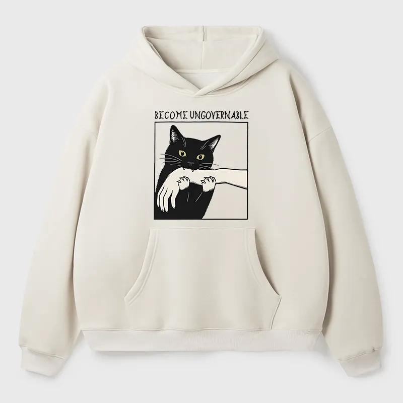 Tokyo-Tiger Black Cat Biting Aldult Fleece Hoodie