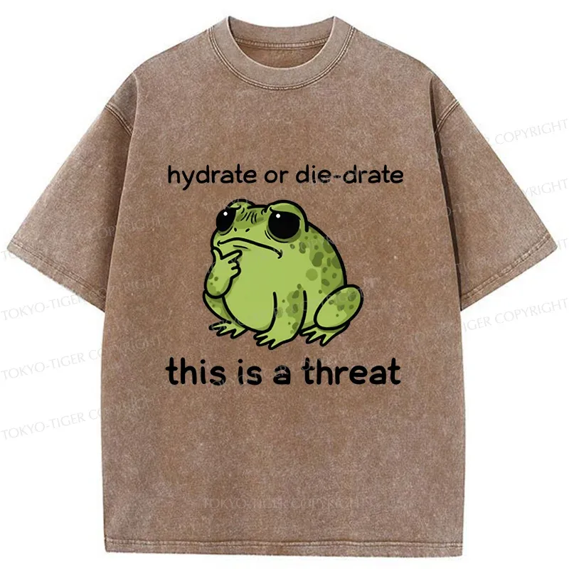 Tokyo-Tiger Thinking Frog Meme Washed T-Shirt