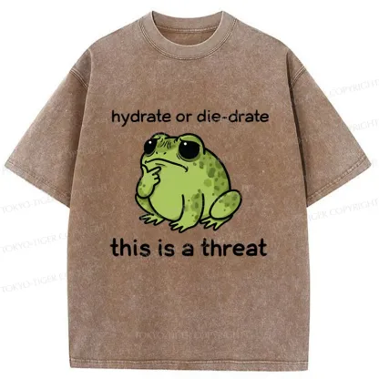 Tokyo-Tiger Thinking Frog Meme Washed T-Shirt
