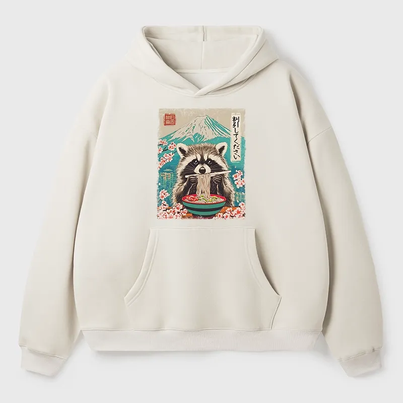 Tokyo-Tiger Please Give Raccoon A Discount Aldult Fleece Hoodie