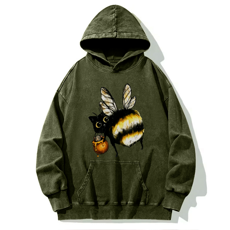 Tokyo-Tiger Cute Catbee Butt Washed Hoodie