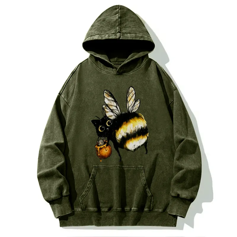 Tokyo-Tiger Cute Catbee Butt Washed Hoodie