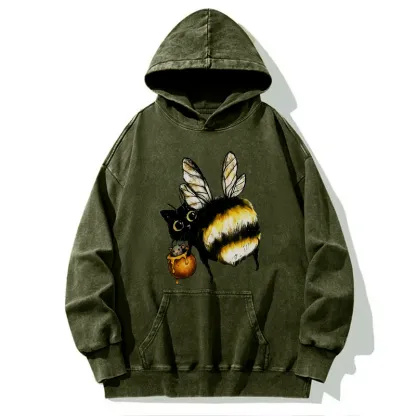 Tokyo-Tiger Cute Catbee Butt Washed Hoodie
