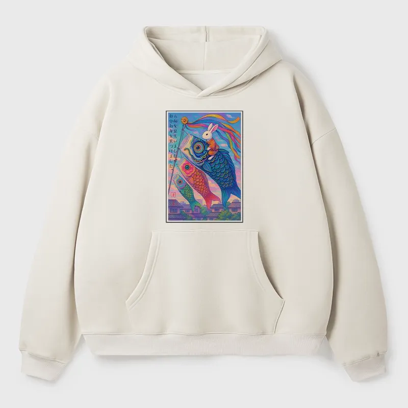 Tokyo-Tiger Ukiyoe Rabbit Ride Carp Streamer Poster Aldult Fleece Hoodie
