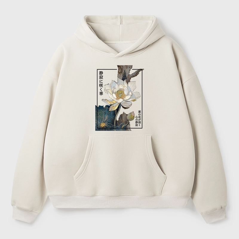 Tokyo-Tiger Blooming Lotus Japan Aldult Fleece Hoodie