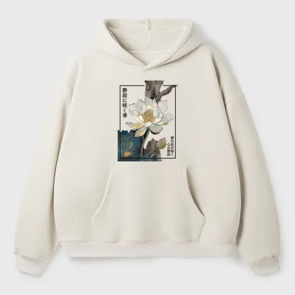 Tokyo-Tiger Blooming Lotus Japan Aldult Fleece Hoodie