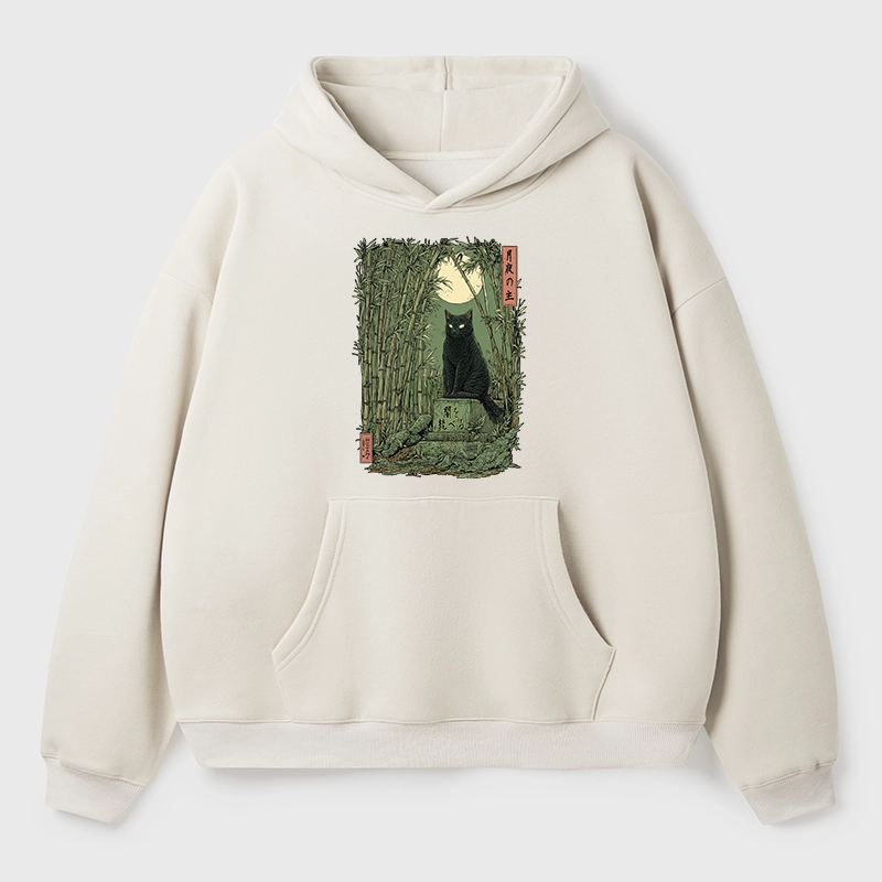 Tokyo-Tiger Black Cat In The Bamboo Forest Aldult Fleece Hoodie