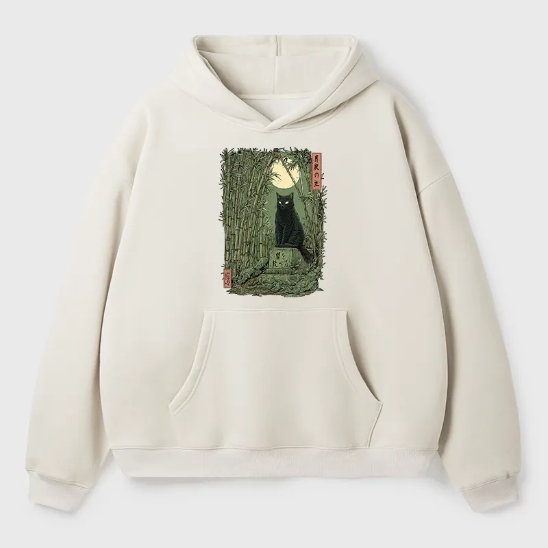 Tokyo-Tiger Black Cat In The Bamboo Forest Aldult Fleece Hoodie