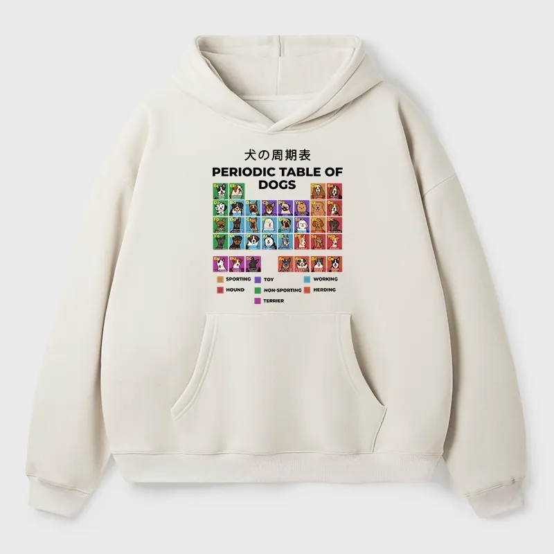 Tokyo-Tiger Periodic Table Of Dogs Aldult Fleece Hoodie