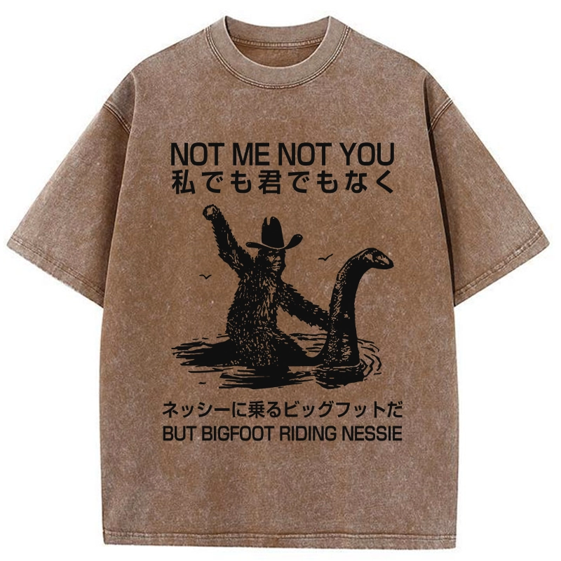 Tokyo-Tiger Bigfoot Riding Nessie Washed T-Shirt