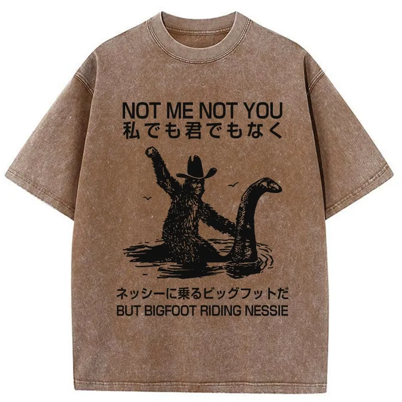 Tokyo-Tiger Bigfoot Riding Nessie Washed T-Shirt