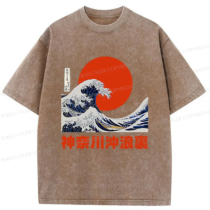 Tokyo-Tiger The Great Wave Off Kanagawa Washed T-Shirt