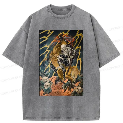 Tokyo-Tiger Ukiyo-e Death God Washed T-Shirt