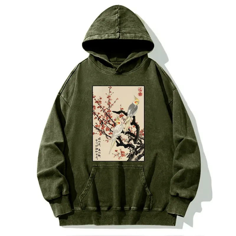 Tokyo-Tiger Whispers of Silent Blossoms Washed Hoodie