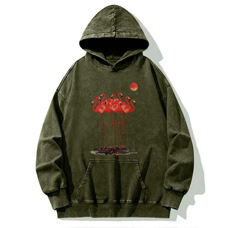 Tokyo-Tiger Flamingos at Dusk Washed Hoodie