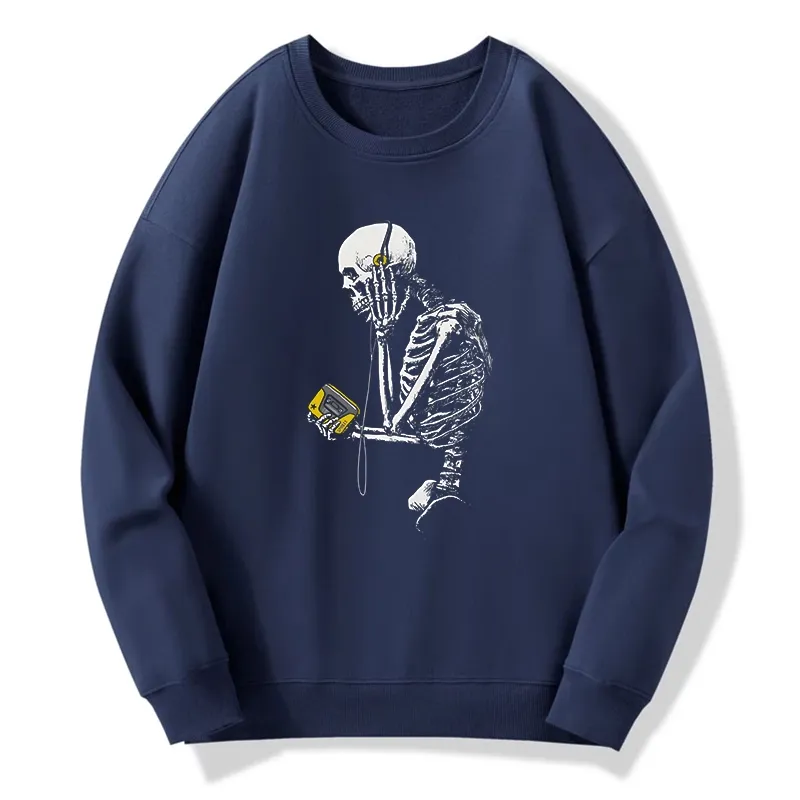 Tokyo-Tiger Skeleton Listening To Music Washed Classic Sweatshirt