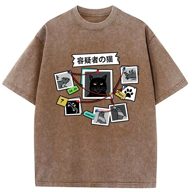 Tokyo-Tiger Suspect Cat Washed T-Shirt