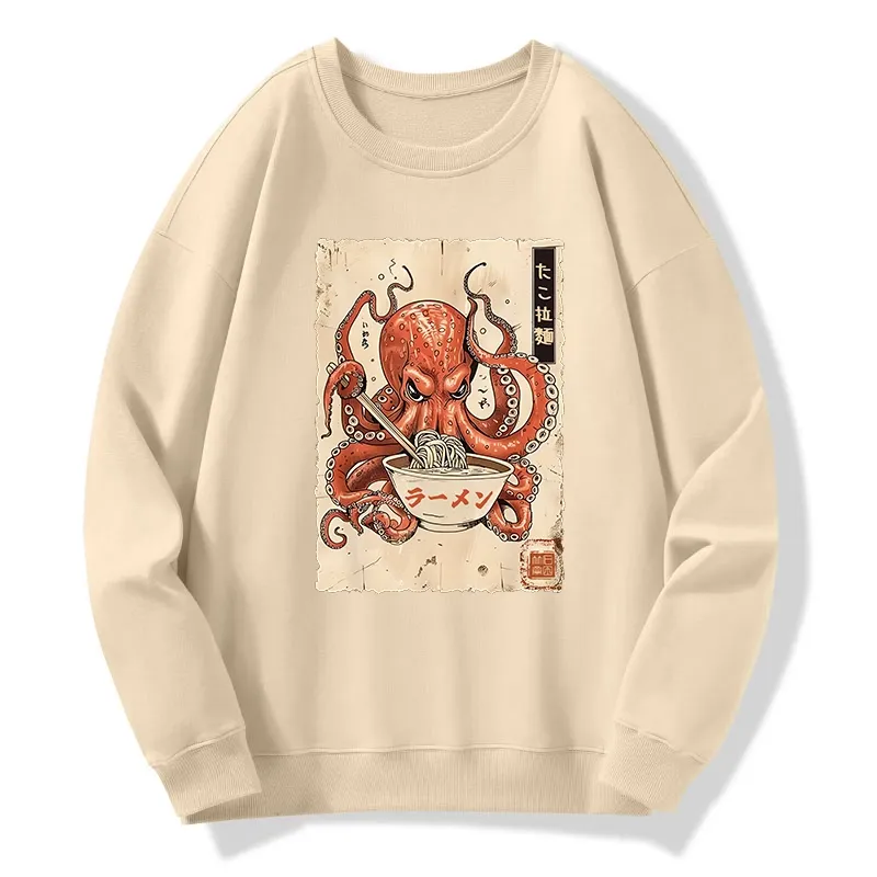 Tokyo-Tiger Retro Octopus Eating Ramen Classic Sweatshirt