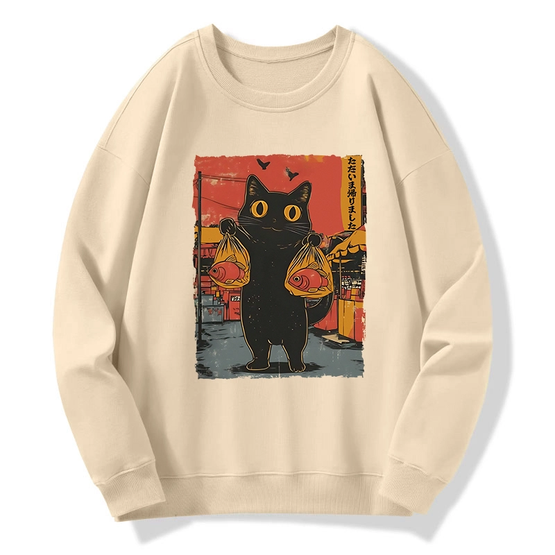 Tokyo-Tiger Cat Fishing Japanese Classic Sweatshirt